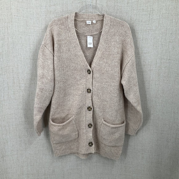 GAP Sweaters - Gap Cardigan Sweater Women XS Beige Wool Blend Oversized Classic Minimalist Boho